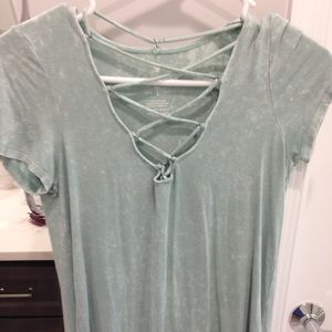 lace up blue tee